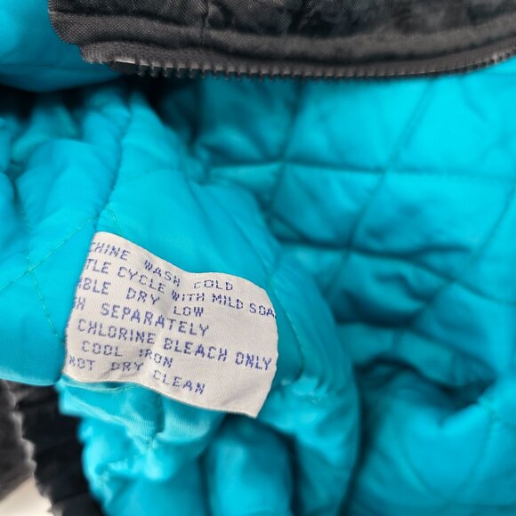 VTG 90s NBA CHARLOTTE HORNETS STARTER PUFFER JACKET PULLOVER SIZE L BLACK - Picture 14 of 15